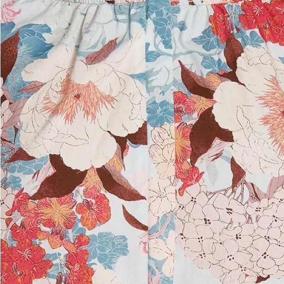 NWT Cara Cara Busy Puff-Sleeve Midi-Dress Japanese Floral blue - Picture 8 of 14